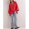 imageAiloqing Womens Loose Casual Sweatshirts VNeck Long Sleeve Pullover Top Fall Winter OutfitsRed