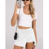 imageAiloqing Womens Mini Skirt Stretchy MidWaist Side Slit Fitted Bodycon Short Skirt with Shorts UnderneathWhite