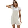 imageAiloqing Womens Cotton Linen Short Overalls Casual Summer Bib Shortalls Rompers with PocketsWhite