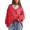 imageAiloqing Womens Loose Casual Sweatshirts VNeck Long Sleeve Pullover Top Fall Winter OutfitsRed
