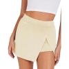 imageAiloqing Womens Mini Skirt Stretchy MidWaist Side Slit Fitted Bodycon Short Skirt with Shorts UnderneathBeige