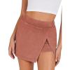 imageAiloqing Womens Mini Skirt Stretchy MidWaist Side Slit Fitted Bodycon Short Skirt with Shorts UnderneathWashed Rust