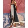 imageAiloqing 2025 Women Bohemian Floral Dress Summer Casual Color Block Maxi Beach Overall Dress CoverupsBlack