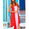 imageAiloqing 2025 Women Bohemian Floral Dress Summer Casual Color Block Maxi Beach Overall Dress CoverupsRed