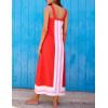 imageAiloqing 2025 Women Bohemian Floral Dress Summer Casual Color Block Maxi Beach Overall Dress CoverupsRed