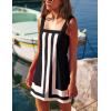 imageAiloqing 2025 Women Boho Floral Mini Dress Summer Casual Color Block Beach Overall Striped Dress CoverupsBlack
