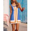 imageAiloqing 2025 Women Boho Floral Mini Dress Summer Casual Color Block Beach Overall Striped Dress CoverupsBlue
