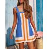 imageAiloqing 2025 Women Boho Floral Mini Dress Summer Casual Color Block Beach Overall Striped Dress CoverupsBlue
