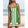 imageAiloqing 2025 Women Boho Floral Mini Dress Summer Casual Color Block Beach Overall Striped Dress CoverupsGreen