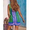 imageAiloqing 2025 Women Boho Floral Mini Dress Summer Casual Color Block Beach Overall Striped Dress CoverupsGreenblue