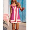 imageAiloqing 2025 Women Boho Floral Mini Dress Summer Casual Color Block Beach Overall Striped Dress CoverupsPurple
