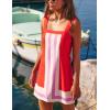 imageAiloqing 2025 Women Boho Floral Mini Dress Summer Casual Color Block Beach Overall Striped Dress CoverupsRed