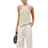 imageAiloqing 2025 Womens Knit Crossover Strap Sleeveless Tank Top Summer Casual Lightweight Vest Daily Outings Beach Travel TopsApricot