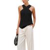 imageAiloqing 2025 Womens Knit Crossover Strap Sleeveless Tank Top Summer Casual Lightweight Vest Daily Outings Beach Travel TopsBlack