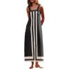 imageAiloqing 2025 Women Bohemian Floral Dress Summer Casual Color Block Maxi Beach Overall Dress CoverupsBlack