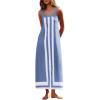 imageAiloqing 2025 Women Bohemian Floral Dress Summer Casual Color Block Maxi Beach Overall Dress CoverupsBlue
