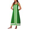 imageAiloqing 2025 Women Bohemian Floral Dress Summer Casual Color Block Maxi Beach Overall Dress CoverupsGreen