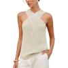 imageAiloqing 2025 Womens Knit Crossover Strap Sleeveless Tank Top Summer Casual Lightweight Vest Daily Outings Beach Travel TopsApricot