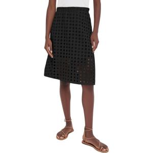 imageAiloqing 2025 Summer Casual Midi Skirt for Women Cotton Eyelet Skirt with Underneath Beachwear SkirtBlack