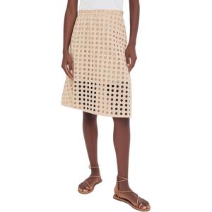 imageAiloqing 2025 Summer Casual Midi Skirt for Women Cotton Eyelet Skirt with Underneath Beachwear SkirtKhaki