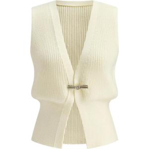 imageAiloqing 2025 Womens Kint Vest Tops Button Down V Neck Sleeveless Summer Trendy Top for WomenBeige