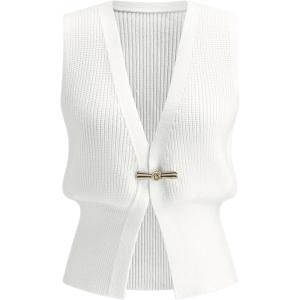 imageAiloqing 2025 Womens Kint Vest Tops Button Down V Neck Sleeveless Summer Trendy Top for WomenWhite