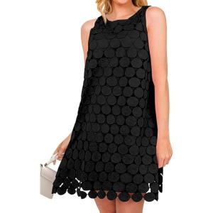 imageAiloqing Women Hollow Out Circle Embroidered Sundress Summer Casual Sleeveless Tank Dress for Vacation Beach Party CocktailBlack