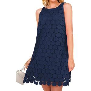 imageAiloqing Women Hollow Out Circle Embroidered Sundress Summer Casual Sleeveless Tank Dress for Vacation Beach Party CocktailNavy