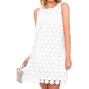 imageAiloqing Women Hollow Out Circle Embroidered Sundress Summer Casual Sleeveless Tank Dress for Vacation Beach Party CocktailWhite