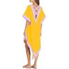imageAiloqing 2025 Womens Casual V Neck Beach Dress Colorblock Backless Sundress Cover Up Lightweight Summer Vacation CoverupsYellow