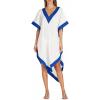 imageAiloqing 2025 Womens Casual V Neck Beach Dress Colorblock Backless Sundress Cover Up Lightweight Summer Vacation CoverupsWhiteblue