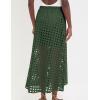 imageAiloqing 2025 Summer Casual Long Skirt for Women Cotton Eyelet Beach Maxi Skirt with UnderneathArmygreen