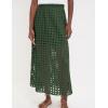 imageAiloqing 2025 Summer Casual Long Skirt for Women Cotton Eyelet Beach Maxi Skirt with UnderneathArmygreen