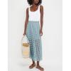 imageAiloqing 2025 Summer Casual Long Skirt for Women Cotton Eyelet Beach Maxi Skirt with UnderneathBlue