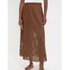 imageAiloqing 2025 Summer Casual Long Skirt for Women Cotton Eyelet Beach Maxi Skirt with UnderneathBrown