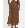 imageAiloqing 2025 Summer Casual Long Skirt for Women Cotton Eyelet Beach Maxi Skirt with UnderneathBrown