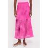 imageAiloqing 2025 Summer Casual Long Skirt for Women Cotton Eyelet Beach Maxi Skirt with UnderneathPink