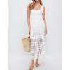 imageAiloqing 2025 Summer Casual Long Skirt for Women Cotton Eyelet Beach Maxi Skirt with UnderneathWhite