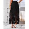 imageAiloqing 2025 Womens Summer Hollow Out Boho Maxi Skirt Casual High Waisted Fringe Hem Long SkirtBlack