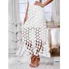 imageAiloqing 2025 Womens Summer Hollow Out Boho Maxi Skirt Casual High Waisted Fringe Hem Long SkirtWhite