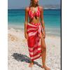 imageAiloqing Sarong Coverups for Women Beach Wraps Swimsuit Coverup Stylish Bikini Cover Up Long SkirtRed