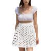 imageAiloqing 2025 Summer Casual Short Skirt for Women Cotton Eyelet Beach Mini Skirt Cover Up SkortWhite
