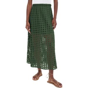 imageAiloqing 2025 Summer Casual Long Skirt for Women Cotton Eyelet Beach Maxi Skirt with UnderneathArmygreen