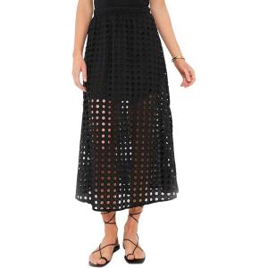 imageAiloqing 2025 Summer Casual Long Skirt for Women Cotton Eyelet Beach Maxi Skirt with UnderneathBlack