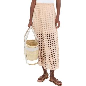 imageAiloqing 2025 Summer Casual Long Skirt for Women Cotton Eyelet Beach Maxi Skirt with UnderneathKhaki