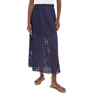imageAiloqing 2025 Summer Casual Long Skirt for Women Cotton Eyelet Beach Maxi Skirt with UnderneathNavy