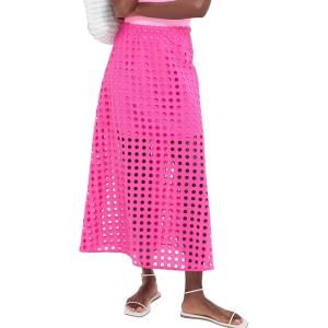imageAiloqing 2025 Summer Casual Long Skirt for Women Cotton Eyelet Beach Maxi Skirt with UnderneathPink