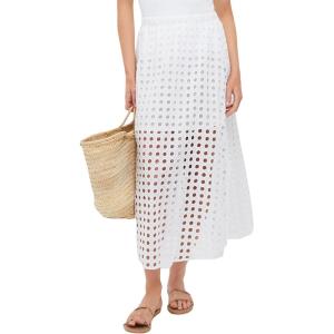 imageAiloqing 2025 Summer Casual Long Skirt for Women Cotton Eyelet Beach Maxi Skirt with UnderneathWhite