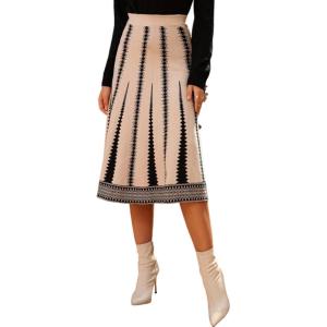 imageAiloqing 2025 Womens Casual Knit Skirt Winter Fall High Elastic Waist A line Woolen Midi Skirts Vocation OutfitsBeige