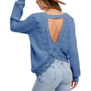 imageAiloqing Womens Lightweight Casual Sweaters 2025 Fall Outfits Trendy Crewneck Knit Fashion Pullover TopsBlue